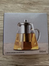 Glass Small Teapot w Infuser 550 ml Borosilicate Tea Pot w Strainer NEW - £14.05 GBP