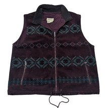 Eddie Bauer Polartec Big &amp; Tall Tribal Print Burgundy Vest Made In USA XL - $24.75
