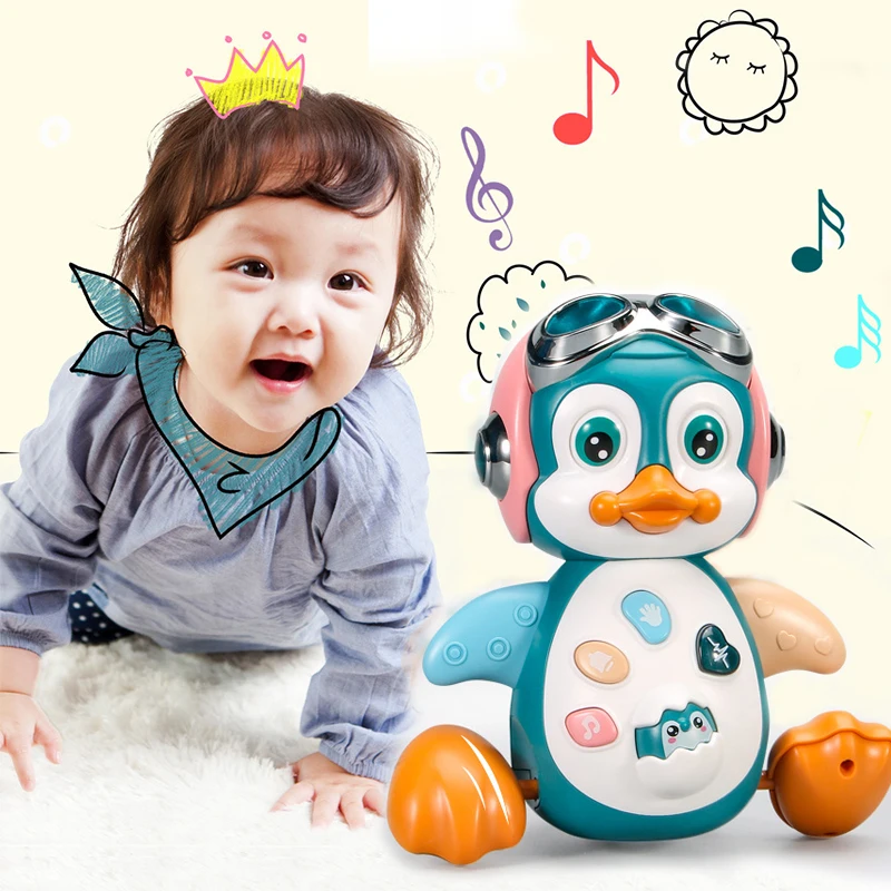 Children Electronic Pets Baby Crawling Interactive Musical Light Penguin Moving - £18.42 GBP