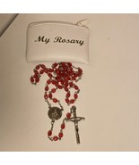 VTG Pope John Paul II Commemorative Rosary Crucifix Red Plastic Beads 20... - $350.96 MXN