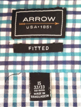 Arrow Dress Shirt Men&#39;s Size  Small Fitted Multicolor Small Checks 15 32/33 - £14.87 GBP