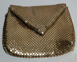 Vintage Gold Sequin Mesh Evening Clutch Purse Handbag w Chain Shoulder S... - $14.84