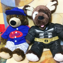 (2) Build a Bear Plush Toys Stuffed Animals Varsity Baseball Bear & Batman Dog - $29.99