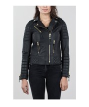 Leather Jacket Women Size Biker Women Coat Womens Motorcycle Ladies Moto Black 1 - £98.32 GBP