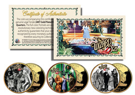 Wizard Of Oz Movie Scenes Gold Plated Kansas State Quarter 3-Coin Set Licensed - $10.35