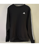 Adidas Men&#39;s Black Crewneck Sweater with White Stripes - $324.86 MXN