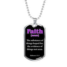Faith Definition Purple Stainless Steel or 18k Gold Dog Tag W 24&quot; - £37.79 GBP+