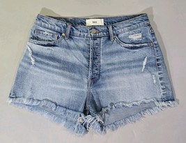 Women&#39;s BKE BILLIE Blue Denim Shorts Size 27 Button Fly Distressed 3&quot;  - $19.34