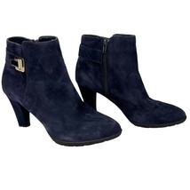 Anne Klein Dvorah Boots Blue Suede 7.5M 3&quot; Heels Zipper Closure - $35.00