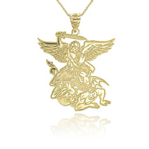 Personalized Engrave Name 10k 14k Solid Gold St. Saint George Pendant Necklace - £175.23 GBP