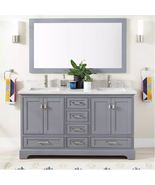 New Gray 60" Quen Double Vanity - with Warm Oak Frame by Signature Hardware - $1,989.95