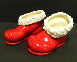 Vintage Ceramic Santa Boots Candle Holders - Pair - £15.64 GBP