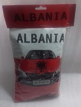 NEW ALBANIA KOSOVA CAR FLAG ELASTIC-RED BLACK CLOTH-ALBANIAN TEAM-AWESOME - £26.10 GBP