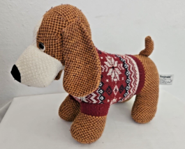 Russ Berrie Reginald Puppy Dog Plush Stuffed Animal Knitted Sweater Brow... - £27.58 GBP