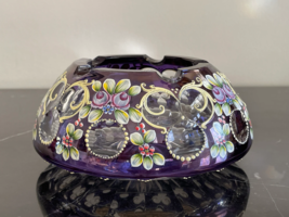 Fine Vintage Moser Bohemian Highly Embellished Glass Ashtray Bowl - $593.01