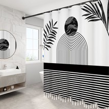 Black And White Boho Shower Curtain Sets,Tassel, Sun, Modern Leaves Design - Wat - $16.99