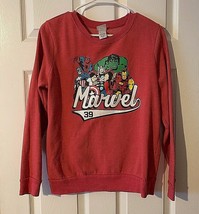 Marvel Unisex Sweatshirt Red W Superhero&#39;s on Front &amp; BE A HERO on Back ... - £13.90 GBP