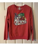 Marvel Unisex Sweatshirt Red W Superhero&#39;s on Front &amp; BE A HERO on Back ... - £13.44 GBP