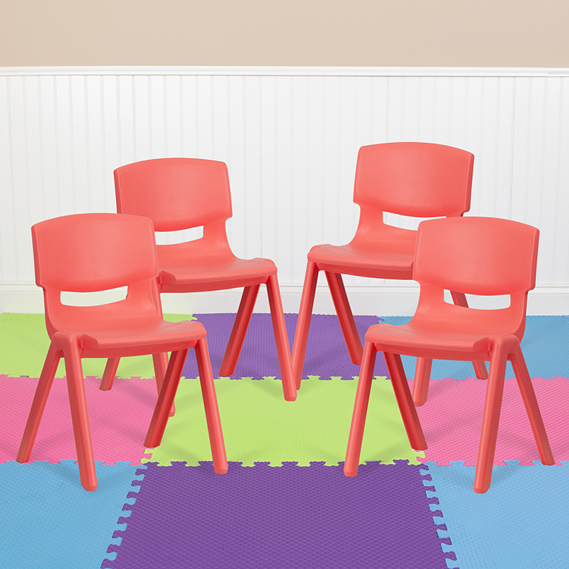 4PK Red Plastic Stack Chair 4-YU-YCX4-004-RED-GG