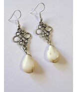 White Turquoise Silver Filigree Jewelry Set: Victorian Boho Style - $47.88 CAD