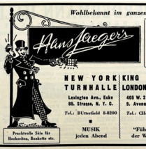1945 WW2 German-USA Restaurant Advertisement Hans Jaeger Top Hat Man NYC... - $562.22 MXN