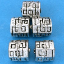 Bali Octagon Barrel Antique Silver Plated Beads 13.5mm 19 Grams 4Pcs Approx. - £5.60 GBP