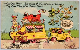 Camper Humor Hobo Hick Cow Chicken Middletown Ohio OH Vintage Postcard comic - £7.37 GBP
