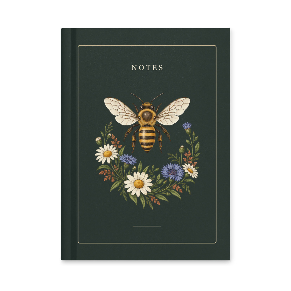 Honeybee Wildflower Hardcover Journal - Lined Notebook - Bee Lover Gift