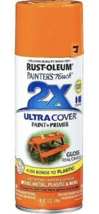 Rust-Oleum Painter&#39;s Touch 2X Premium Ultra Gloss Spray Paint, Real Orange,12 Oz - £8.92 GBP