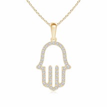 ANGARA Diamond Hamsa Hand Pendant Necklace in 14K Gold | (Grade-HSI2, 0.34 Ctw) - £615.99 GBP