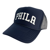 New Phila Philadelphia Arch Navy Blue Hat 5 Panel High Crown Trucker Snapback - £18.28 GBP