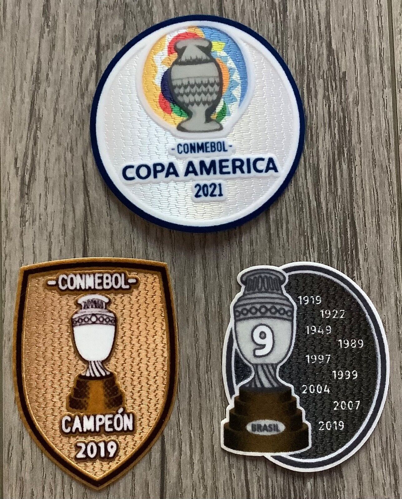 Neymar Jr Brazil 2021 CONMEBOL Copa America 9 Times Champions Winners Patch Set - $20.00