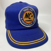 NC+ Hybrids Vtg Blue Snapback Farmer Trucker Hat Cap Foam Patch Baseball - £14.75 GBP