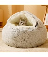 Cozy Semi-Enclosed Cat Bed - Plush Polyester Pet Nest for Cats &amp; Small D... - $730.59 MXN
