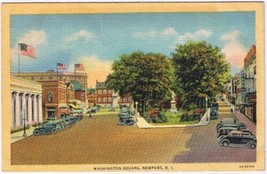 Postcard Washington Square Newport Rhode Island Opera House Bank Linen - £3.91 GBP