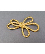 Craft Signed Vintage Gold Tone Rhinestone Rope Ribbon Bow Brooch Pin - £158.02 GBP