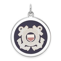 Sterling Silver U.S. Coast Guard Round Charm Jewerly 28.5mm x 22.7mm - £41.12 GBP