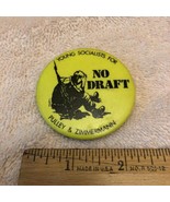 NO DRAFT Pin 2&quot; vtg 70s button pinback protest young socialists pulley z... - £7.64 GBP