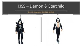 KISS Band - DEMON &amp; Starchild Resin Ornament Set of 2 pieces by Kurt Adler Inc. - £49.01 GBP