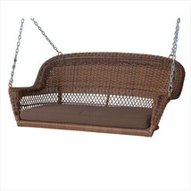 Jeco W00205S-C-FS007 Honey Wicker Porch Swing With Brown Cushion - £442.96 GBP