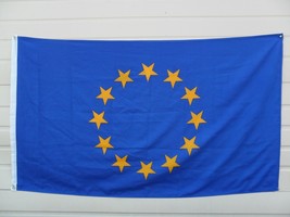 EU Flag 3&#39; x 5&#39; Polyester European Union Gold Stars Blue Background Soli... - $18.37