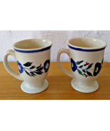 Design Pac Hand Painted Floral Coffee Mug 4.25&quot; Tall Set of 2 Footed Mugs - £20.85 GBP