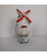 Windmill Cookie Shop Cookie Jar Vintage 1940&#39;s FAP Co Ceramic Red Cream ... - $59.48 CAD