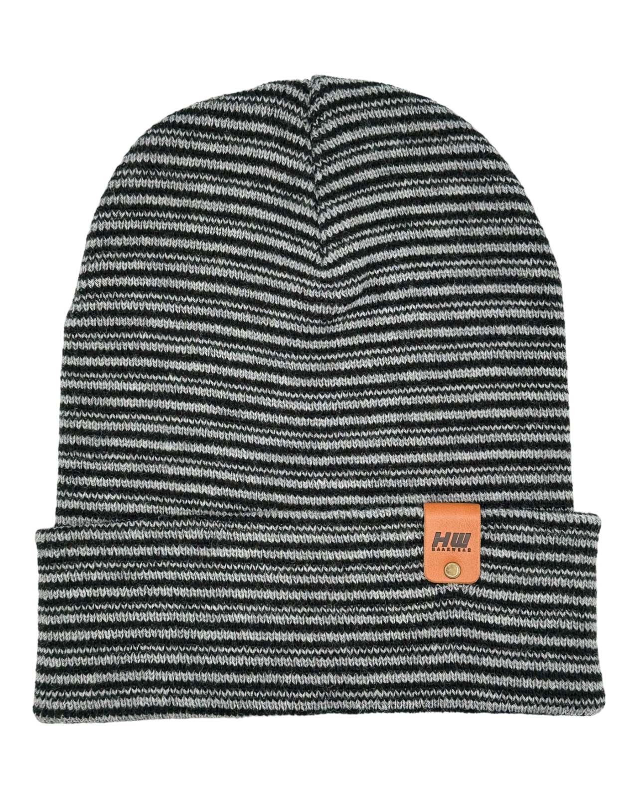 HAAKWEAR Traditional Contrast Cuffed Beanie/ Hat - Black / Gray, Made in... - $29.00