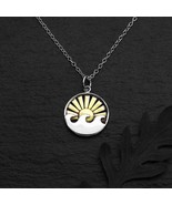 Sterling Silver Wave Necklace with Bronze Sun - $1,283.14 MXN