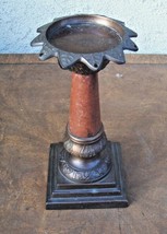 Vintage Solid Bronze Candle Stick &amp; Pillar Candle Holder Stand 9&#39;&#39; Tall - £23.79 GBP