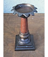 Vintage Solid Bronze Candle Stick &amp; Pillar Candle Holder Stand 9&#39;&#39; Tall - £23.64 GBP