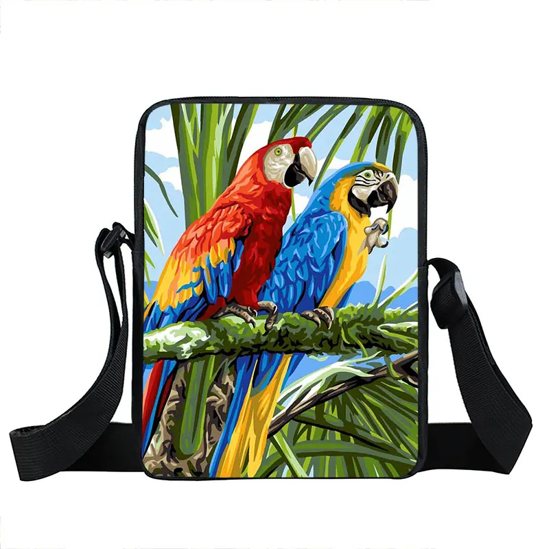 Hummingbird Parrot Printed Messenger Bag Women Cute Floral Birds Handbag... - $20.91