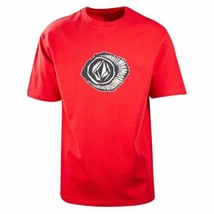 Volcom Men&#39;s Red Fossil Shell Loose Fit S/S T-Shirt (S07) - £13.36 GBP