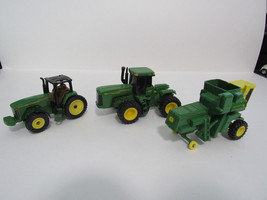 Lot of 3 John Deere Green Metal Tractor Farm Country Vehicles Toy - $9.89
